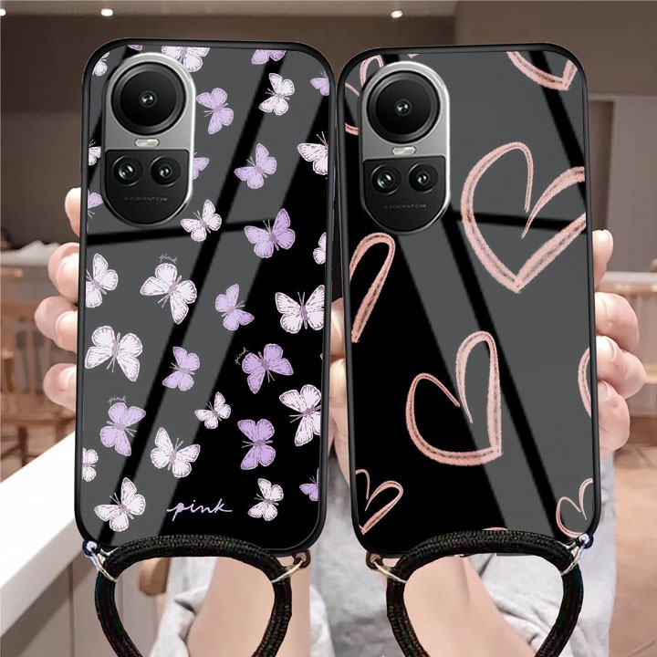 Case + Tali Oppo Reno 10 5G Reno 10 PRO 5G - Softcase kaca Oppo Reno 10 5G Reno 10 PRO 5G - Casing O