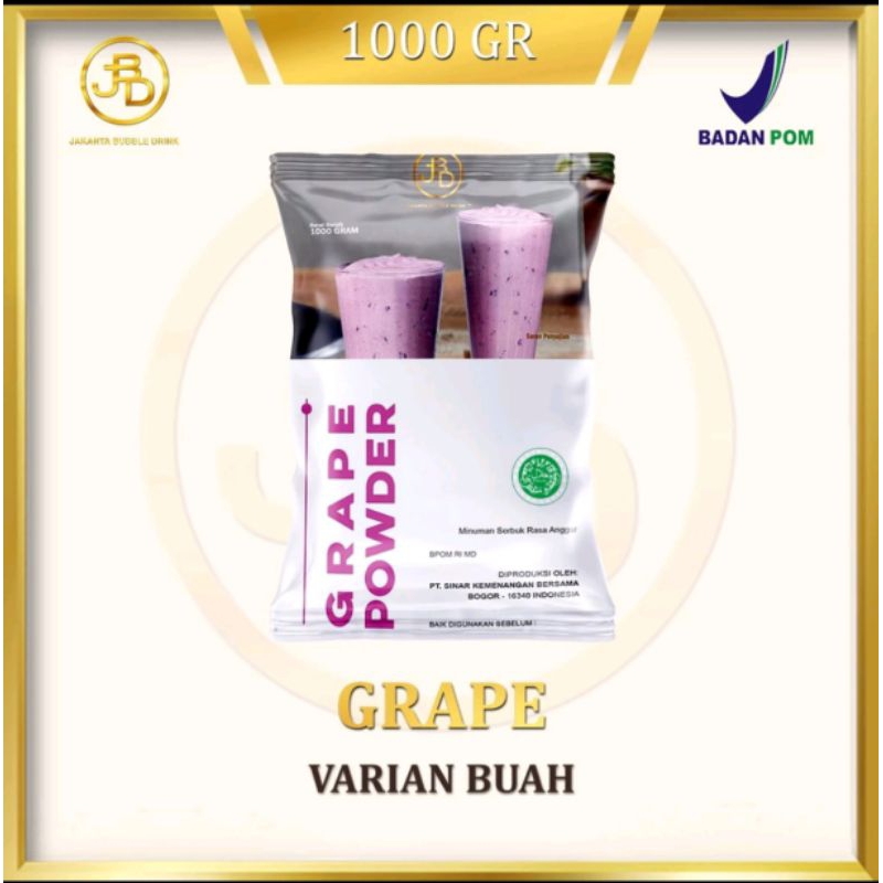 

Bubuk Minuman Premium Grape - Jakarta Bubble Drink | BPOM & HALAL