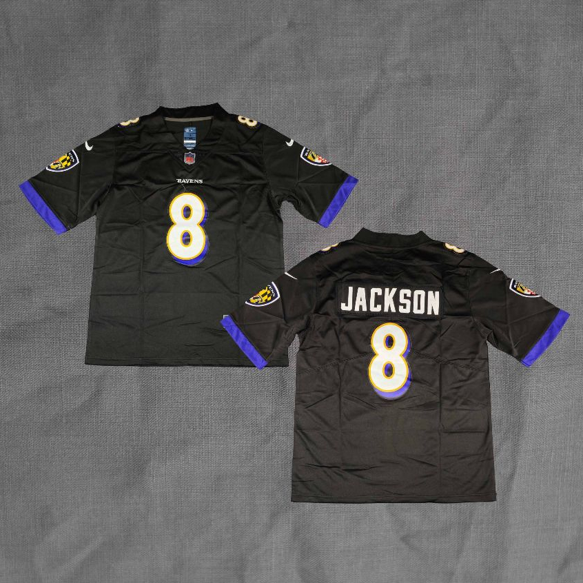 Baju Jersey Rugby Lamar Jackson Baltimore Ravens American Football Hitam