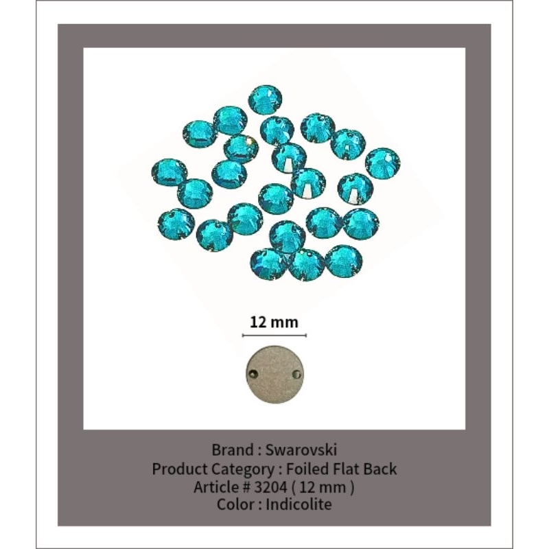 SWAROVSKI™ - 12 MM Foiled Flat Back - Article # 3204 - Swarovski Crystal - Swarovski Kristal - Cryst