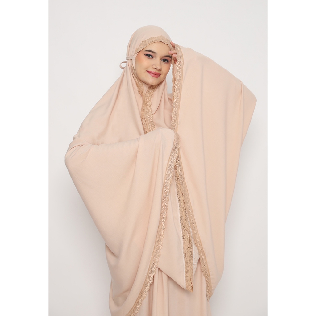 Fey Attire - Mukena Renda Dewasa Davita Prayer Set Cream