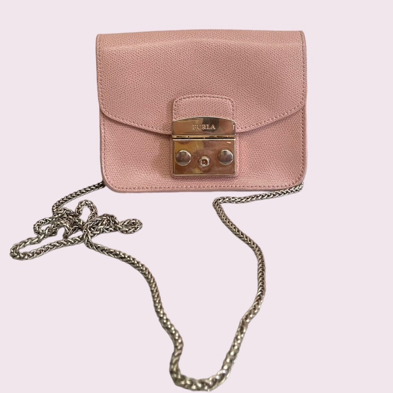 preloved furla mini metropolis baby pink
