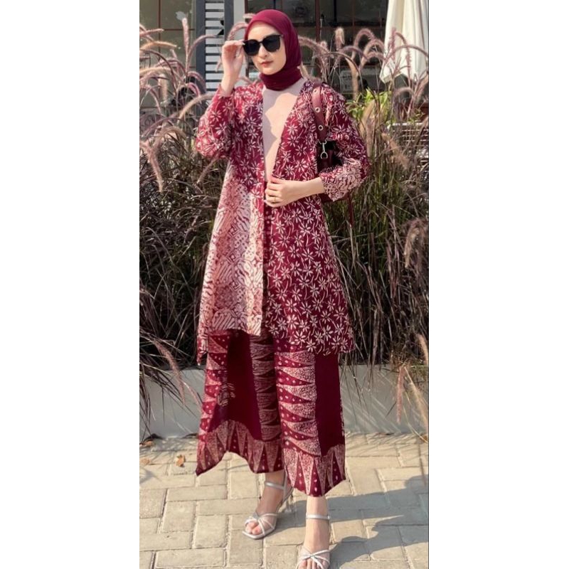 BATIK TRUSMI By NoniBoutique / Sabilla Set Outer & Celana Kulot Batik Viscose