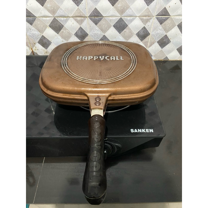 Preloved Happycall Original Happy Call Double Pan Grill Pemanggang Masak Panci Panggang Bakar