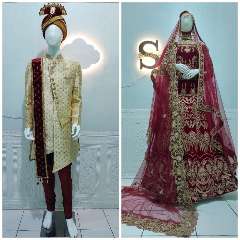 Baju india pengantin Paket baju india pengantin sepasang cewek dan cowok couple bridal wedding jodah