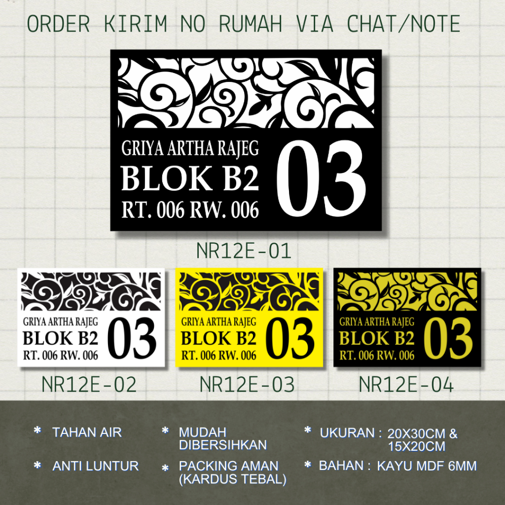 GEUNGGEU - PLAT NOMOR RUMAH MINIALIS HIASAN DINIDNG BLOK NOMER RUMAH TEMPEL