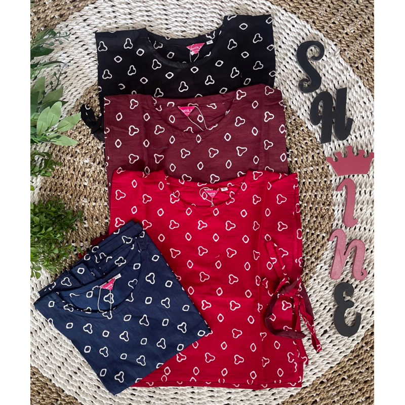 Outer Batik Anak Jumputan Amy Merah Maron Navy Hitam Outer Batik Anak Perempuan Bahan Katun
