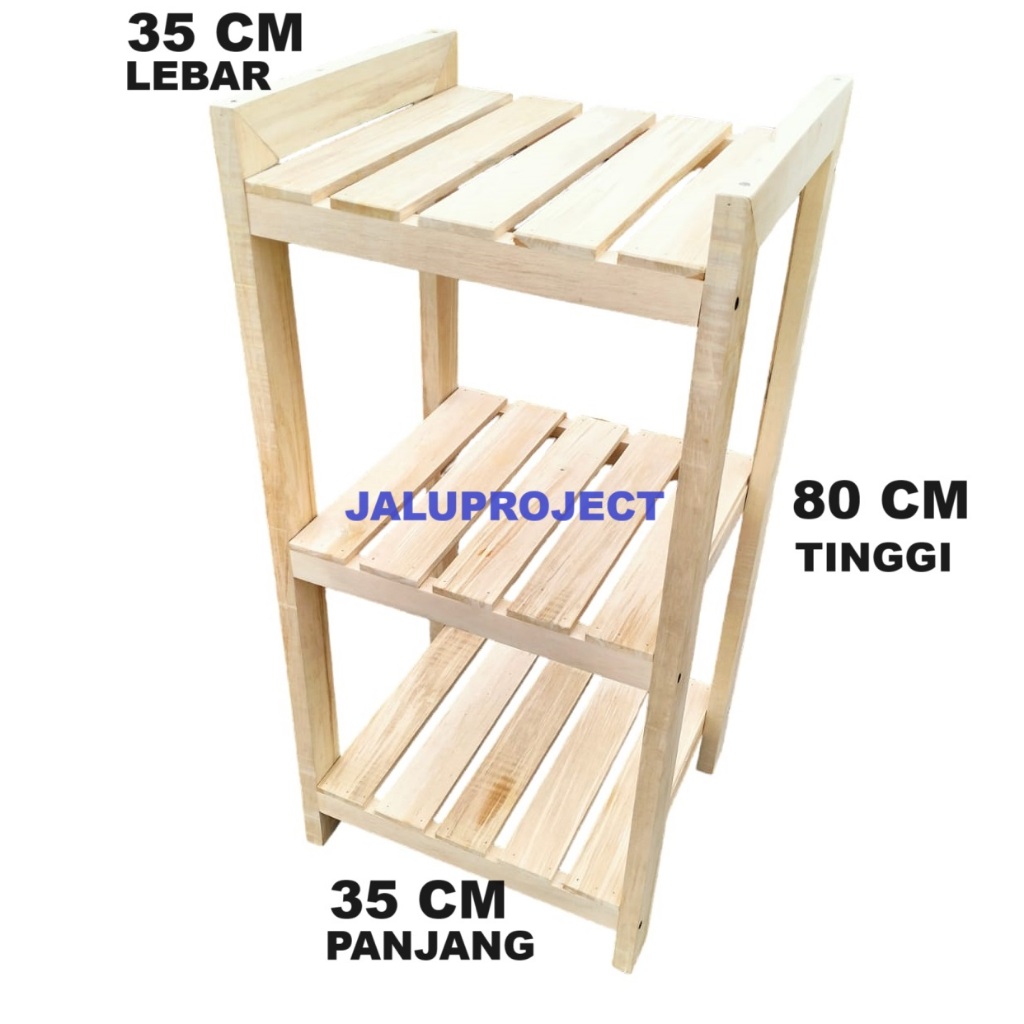 Rak Kayu 3 Susun Cocok Untuk Dispenser Magicom Dan Rak Penyimpanan