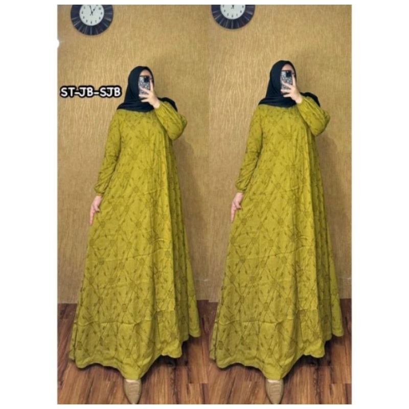 Gamis Polo Linen Bordir Jumbo Premium Gamis Lebaran