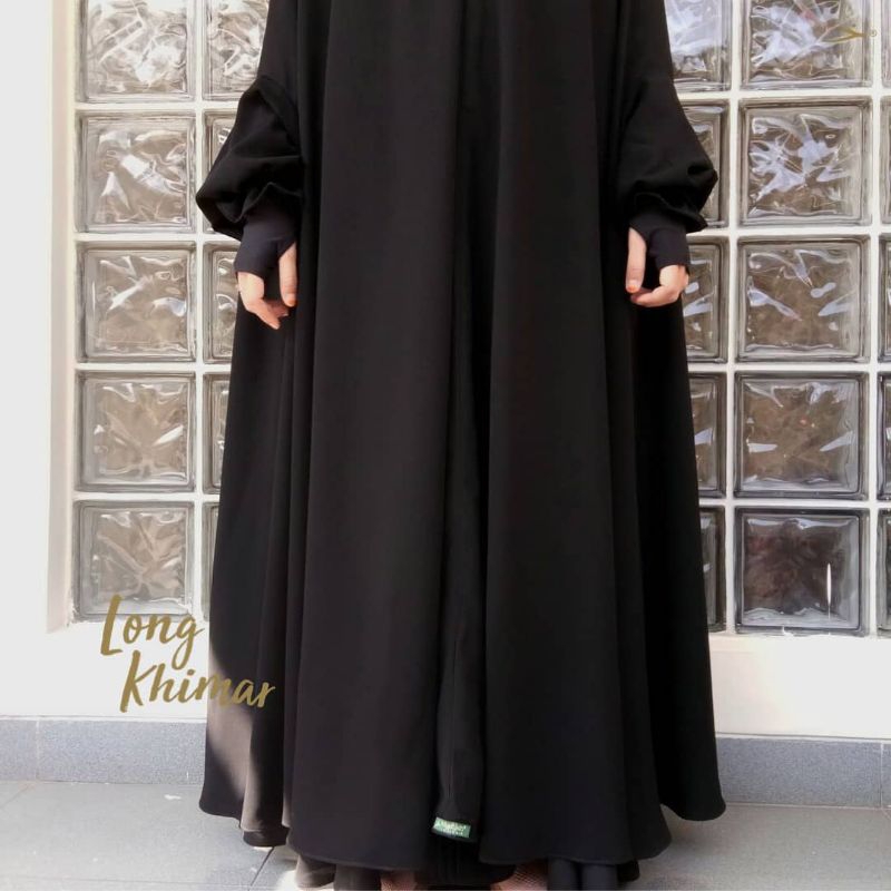 Long Khimar Jetblack / jilbab jumbo / jilbab syari / khimar syari / fashion muslim