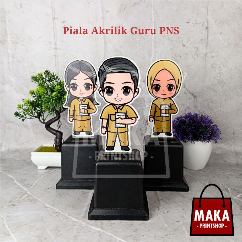 Piala Akrilik Guru (PNS) - Piala Akrilik Hari Guru - Piala Guru - Plakat Akrilik Murah