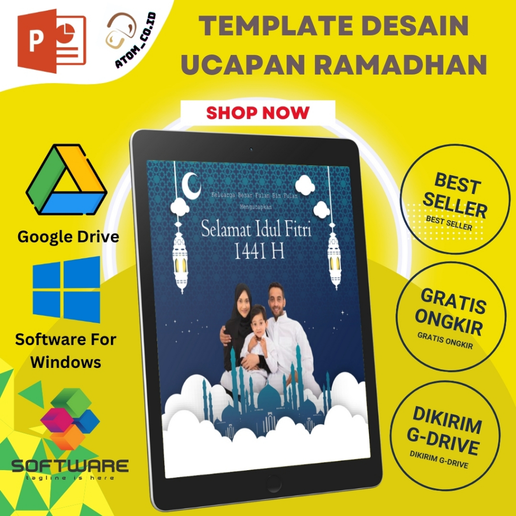 Template Desain Ucapan Ramadhan Kit dan Idul Fitri format Powerpoint (PPT)