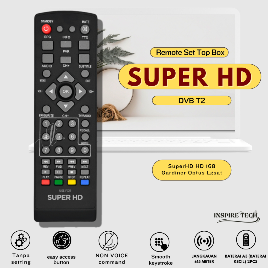 Remot Remote Set Top Box SUPER HD 168 DVB T2 STB (Gardiner Lgsat Optus)