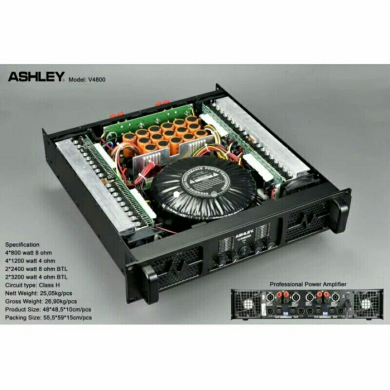 Power Amplifier Ashley V4800 Class H 4 Channel ORIGINAL