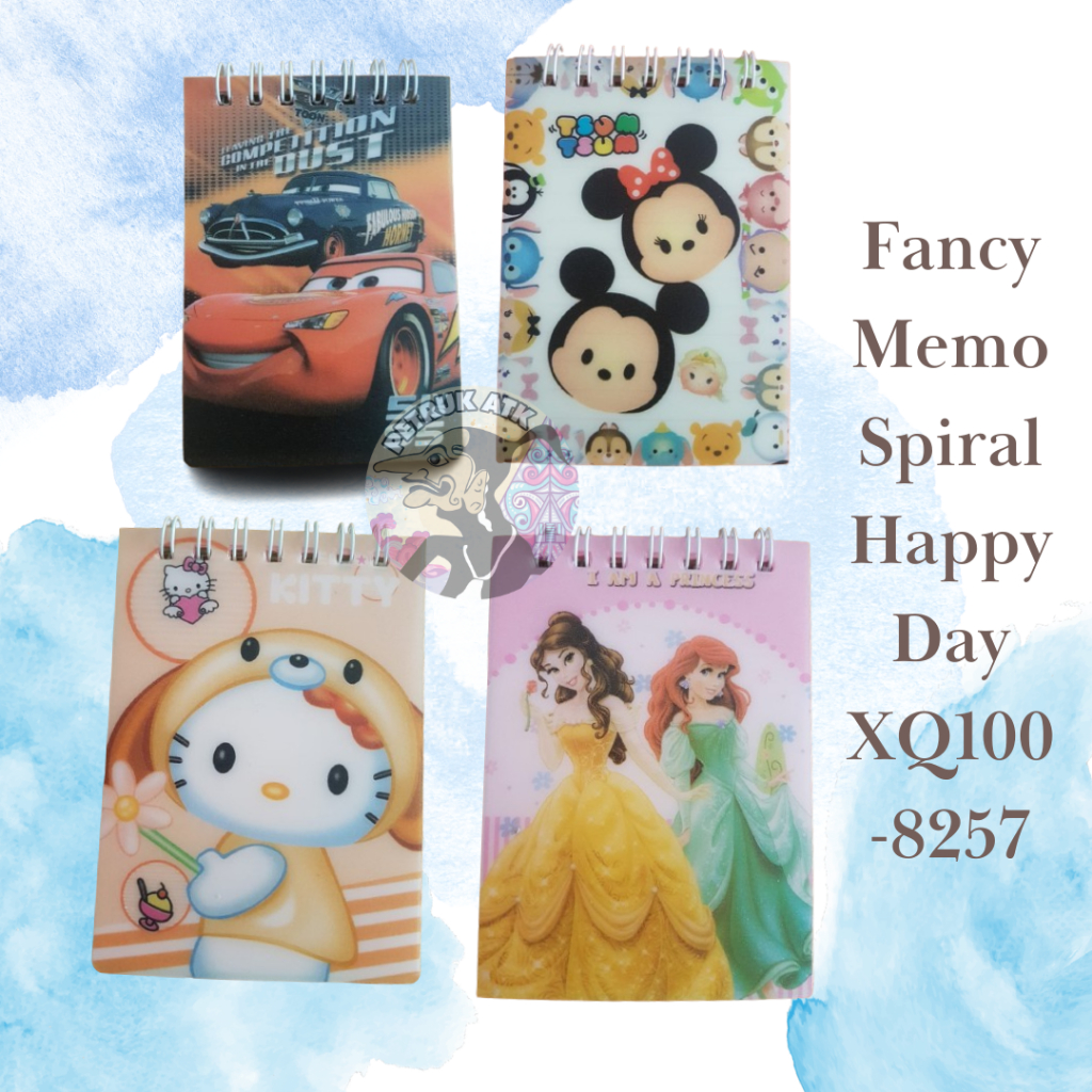 

[PCS] NOTEPAD / MEMO SPIRAL FANCY HAPPY DAY XQ100-8257 (ISI 34 LEMBAR)