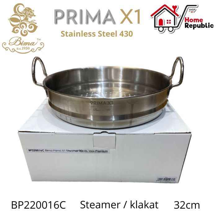 Bima Prima X1 Klakat Steamer 32cm Sarangan panci Stainless 430 Kukusan Panci BP220016C