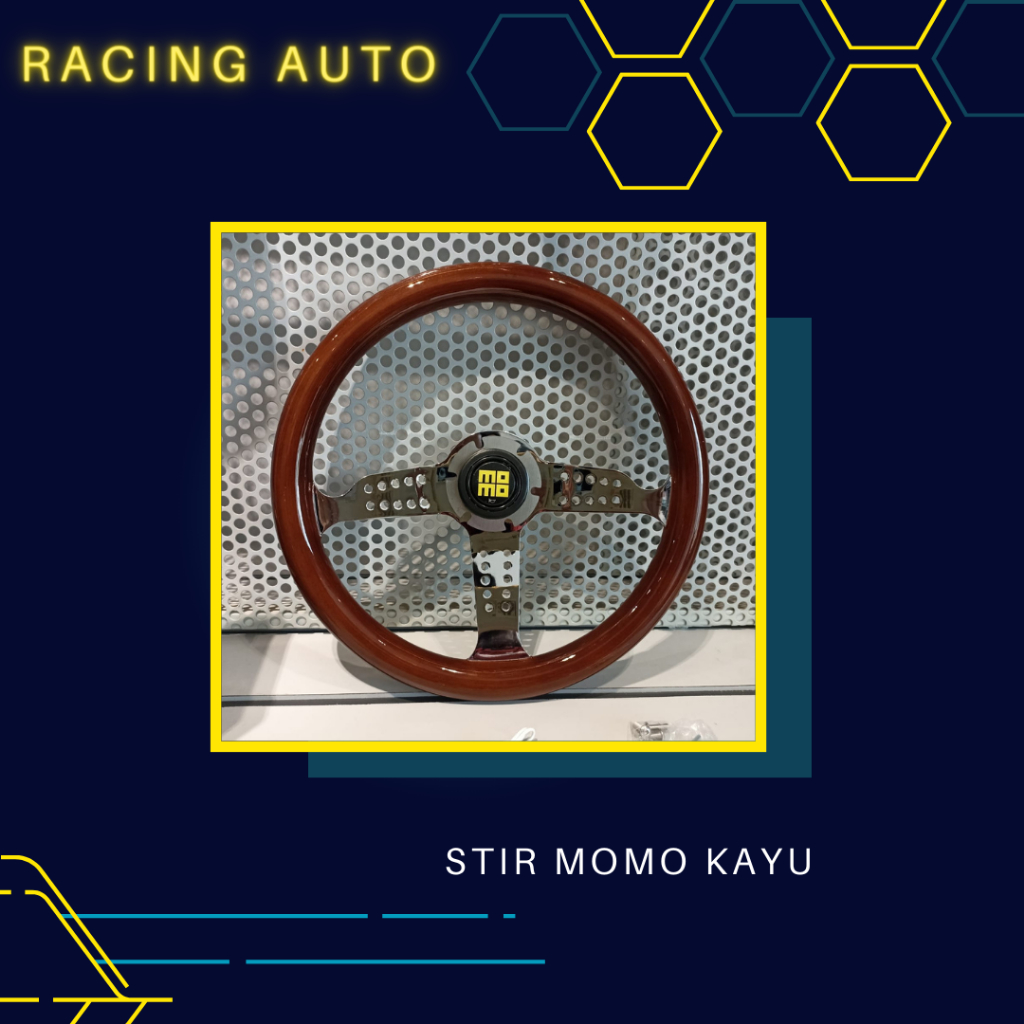 Steering Wheel Momo / Stir Momo Kayu Palang Silver