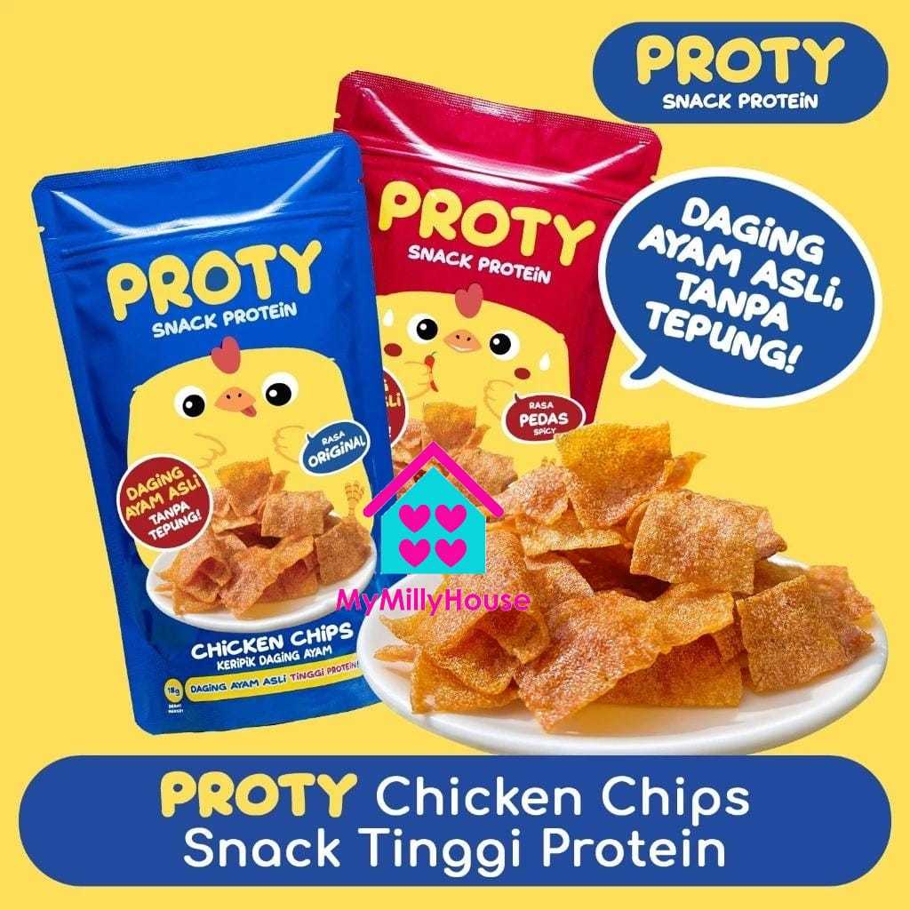 

PROTY Chicken Chips Original - pedas - Keripik Daging Ayam Krispi - Snack Cemilan Protein Sehat - 18 gr
