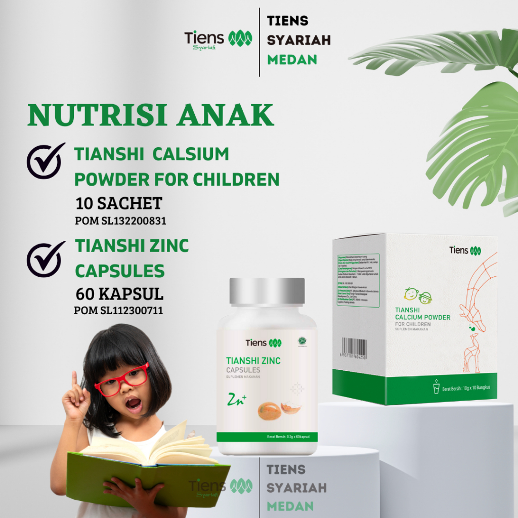 Tianshi Zinc & Susu Calsium Tiens Vitamin Kecerdasan Peninggi Penggemuk Badan Anak