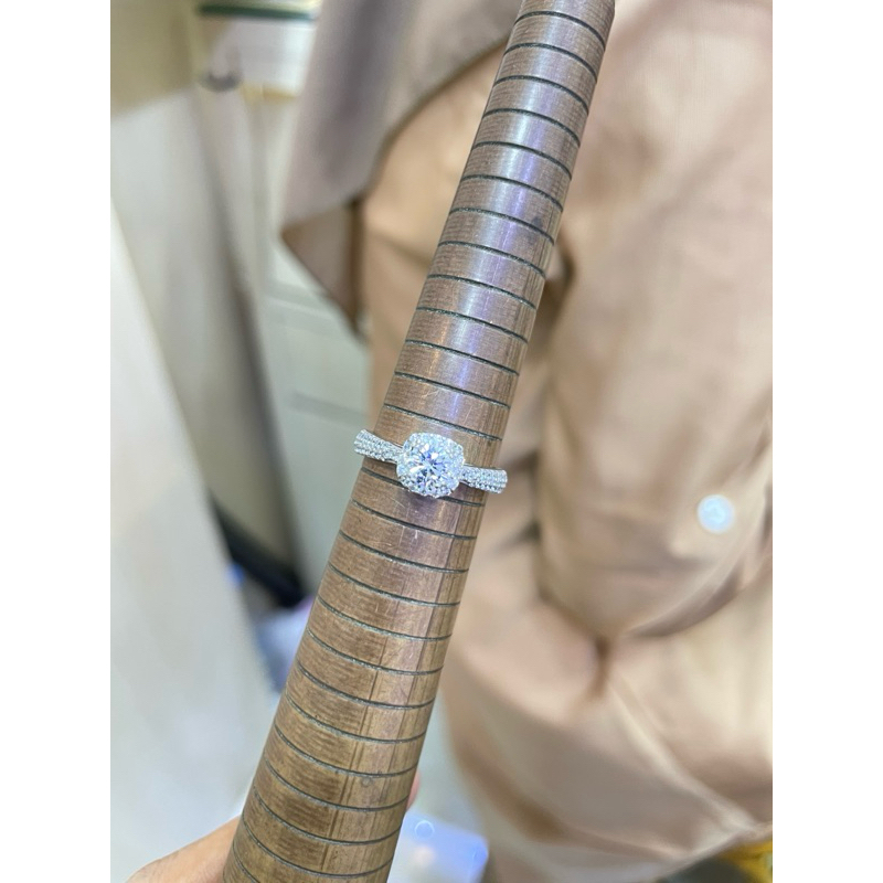 Cincin solitaire size 15 emas putih 375%