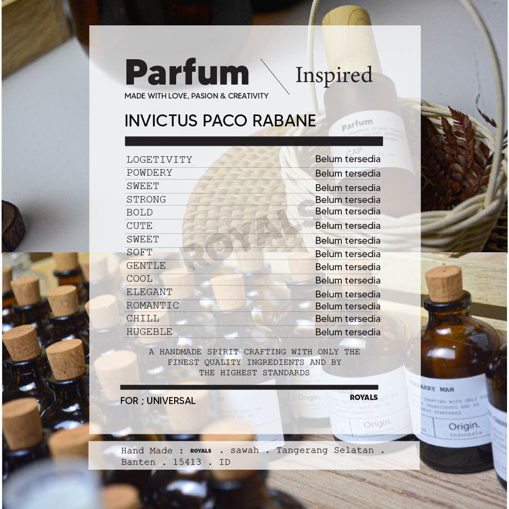 INVICTUS PACO RABANE / EAU DE PARFUME / 20 ML / BY ROYALS