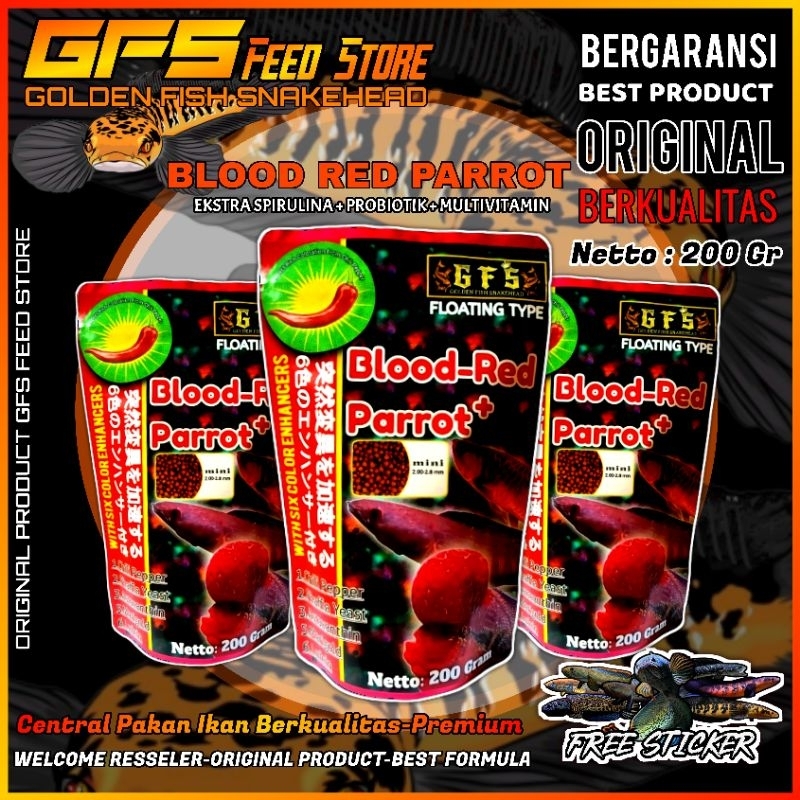 Blood red parrot 200Gram/Bukan hikari atau akari/pelet louhan super