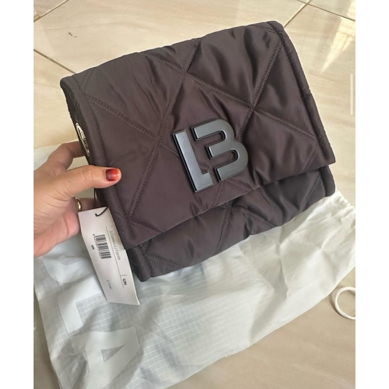 NEW ~ BYL Padded M Nylon Flap Crossbody Bag (Ebony)