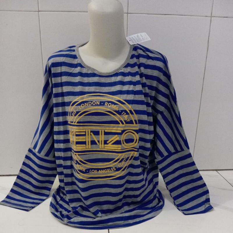 Kaos salur lengan panjang motif jumbo