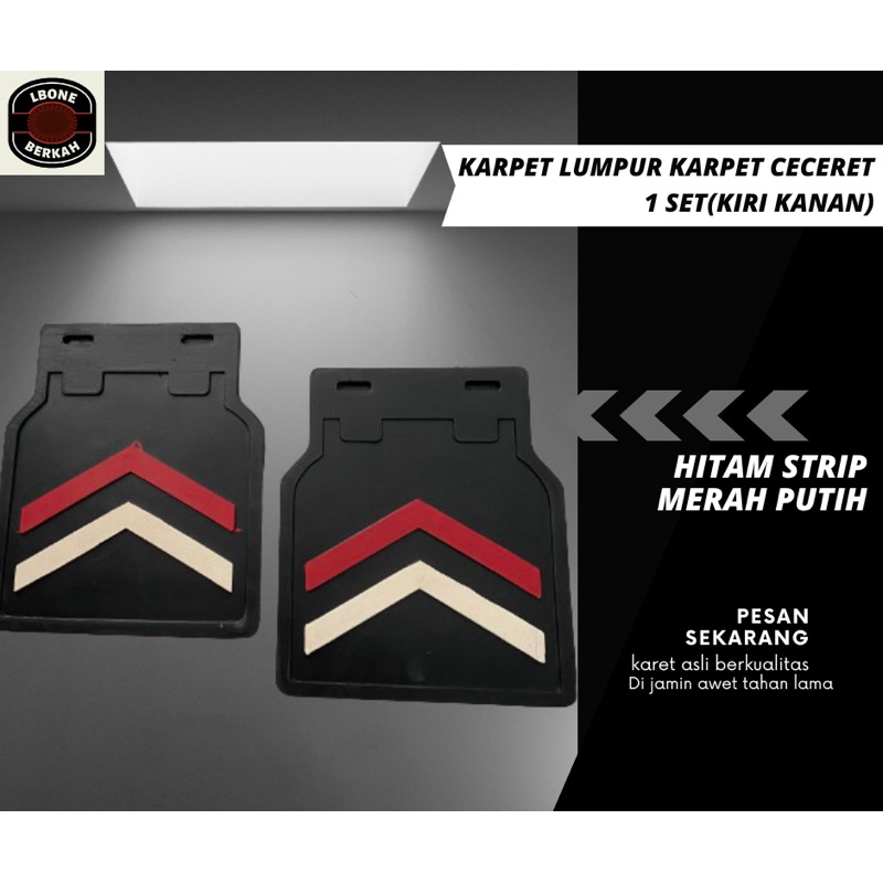 Karet lumpur Karet ceceret spakbor mobil pick-up 1Set(Kiri-kanan)Hitam Strip Merah-Putih