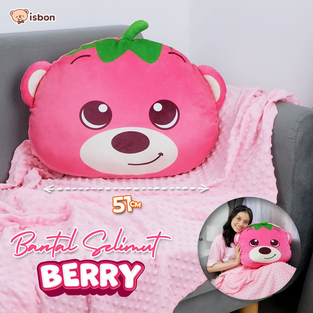 Istana Boneka Bantal Selimut Beruang Berry Bear Balmut Karakter Buah Untuk Traveling Bahan Halus Non