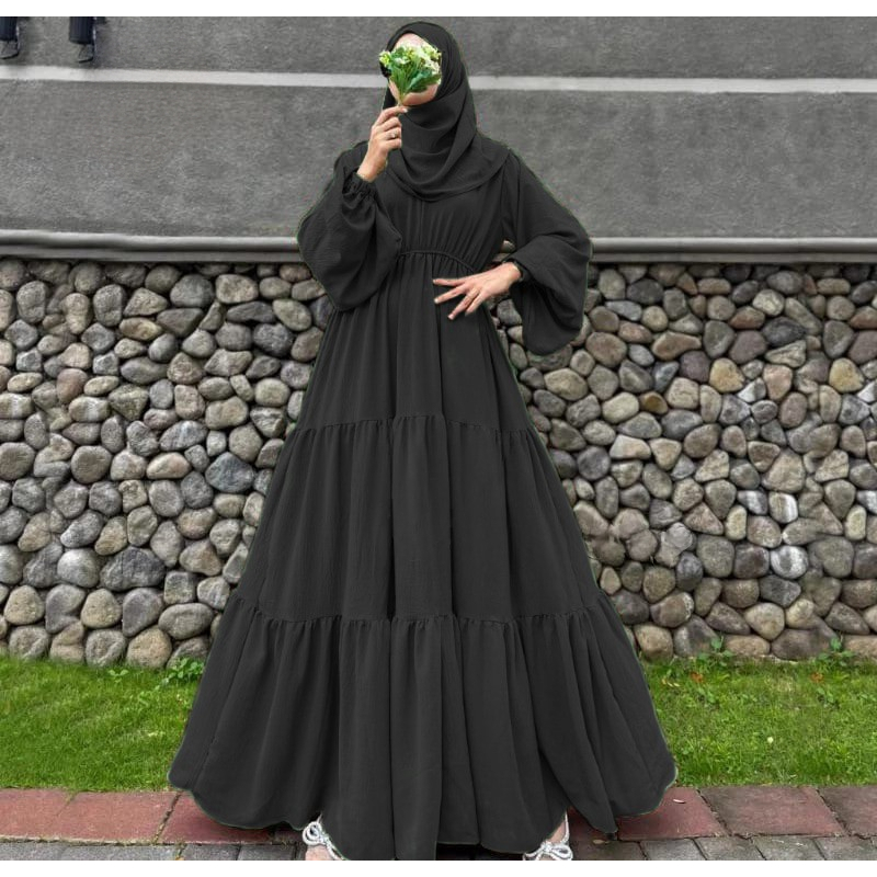 gamis wanita model mewah elegan bahan crinkle premium gamis dress pesta wanita muslimah model terbaru trendy 2024 YUMNA