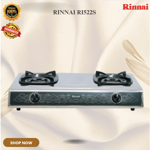 RINNAI KOMPOR GAS RI522SS 2 Tungku/RI-522SS/RI 522SS/ Api Sun Bunner/RI 522SS/Kompor Bergaransi Ori