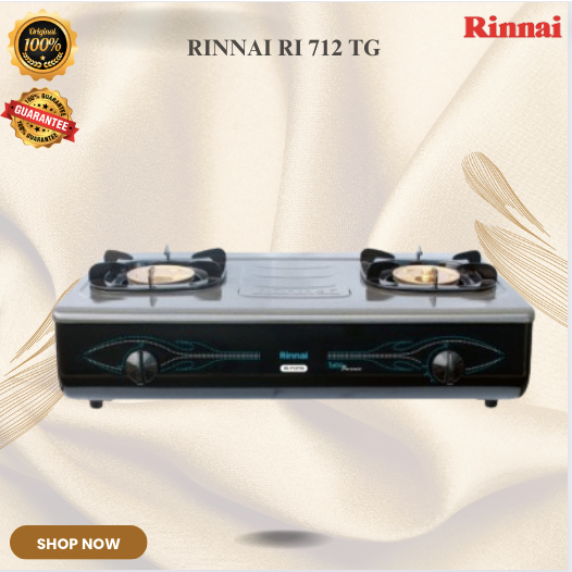 RINNAI KOMPOR GAS 2 TUNGKU RI 712 TG/RI712TG/RI 712TG/RI712TG/RI-712TG/ORIGINAL RINNAI/GARANSI RESMI