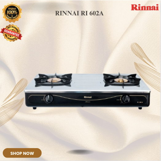 RINNAI KOMPOR GAS 2 TUNGKU RI 602A KOMPOR GAS/RI-602A/RI 602 A/RI602A/KOMPOR GAS 2 TUNGKU ANTI GORES