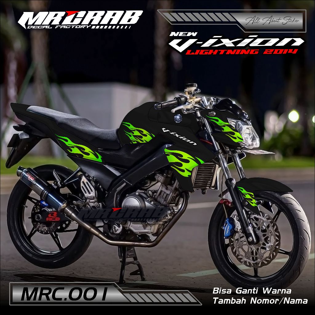 001 NEW DESIGN STICKER DECAL VIXION NVL 2014 - STICKER DECAL VIXION NVL 2014 MOTIF HOT FIRE BG HITAM