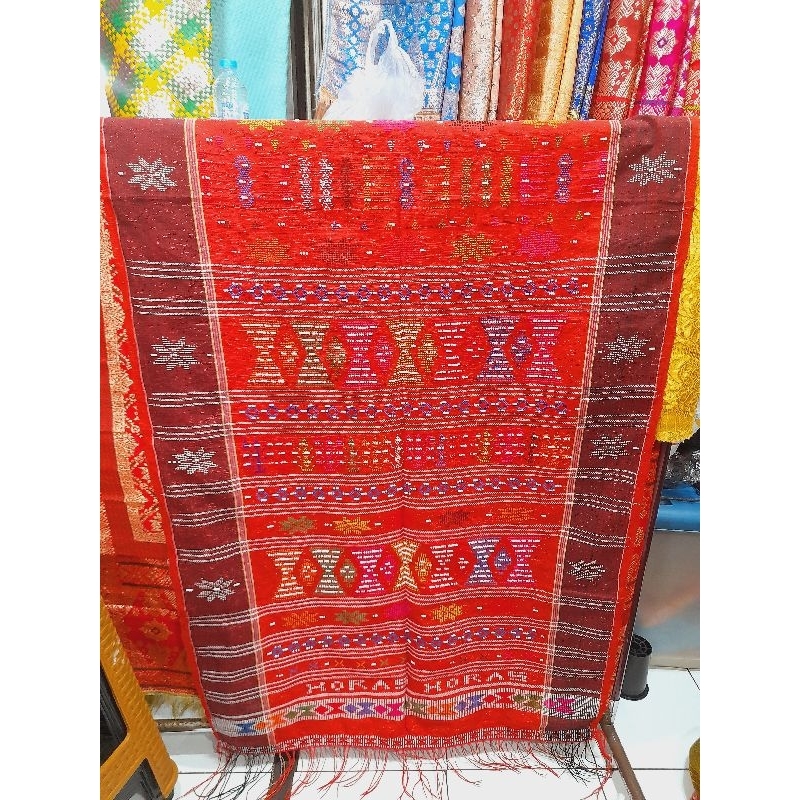 Ulos Sadum Angkola/Ulos Tulang/Ulos /Ulos Tulang Parboru merah sisi maroon