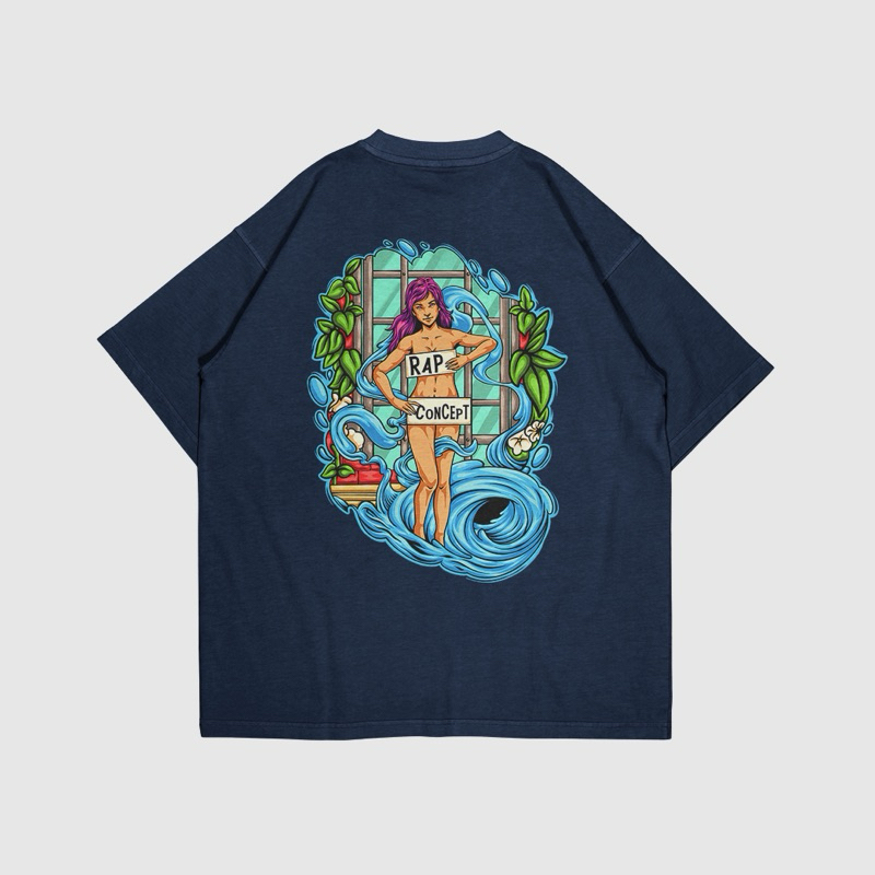 RAP CONCEPT - Naked Woman Oversized Tees ( NAVY )