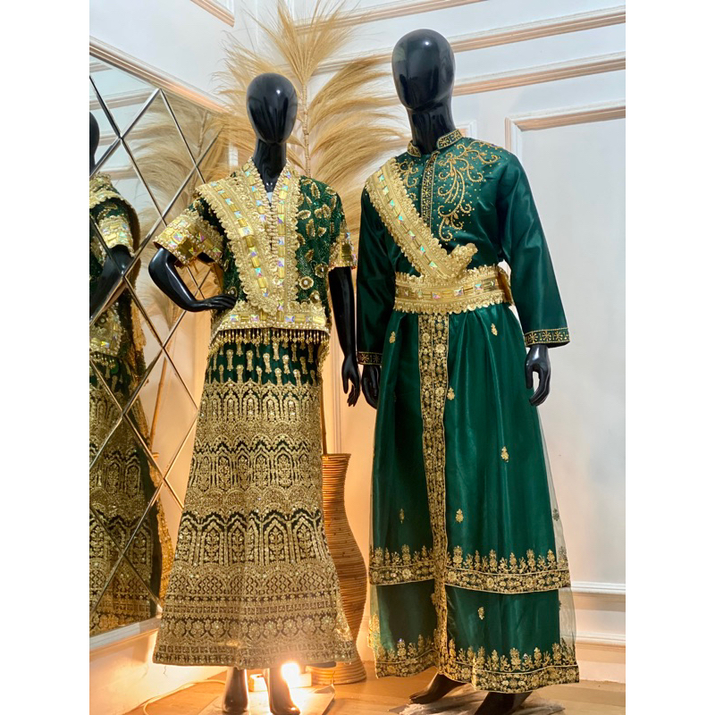 BAJU PENGANTIN ADAT BUGIS/MAKASSAR MODERN HARGA FULLSET WARNA HIJAU BOTOL