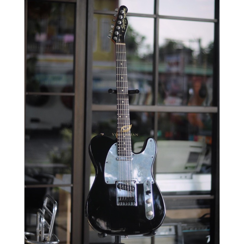 gitar elektrik squier telecaster standard series black chrome mic 2007 original