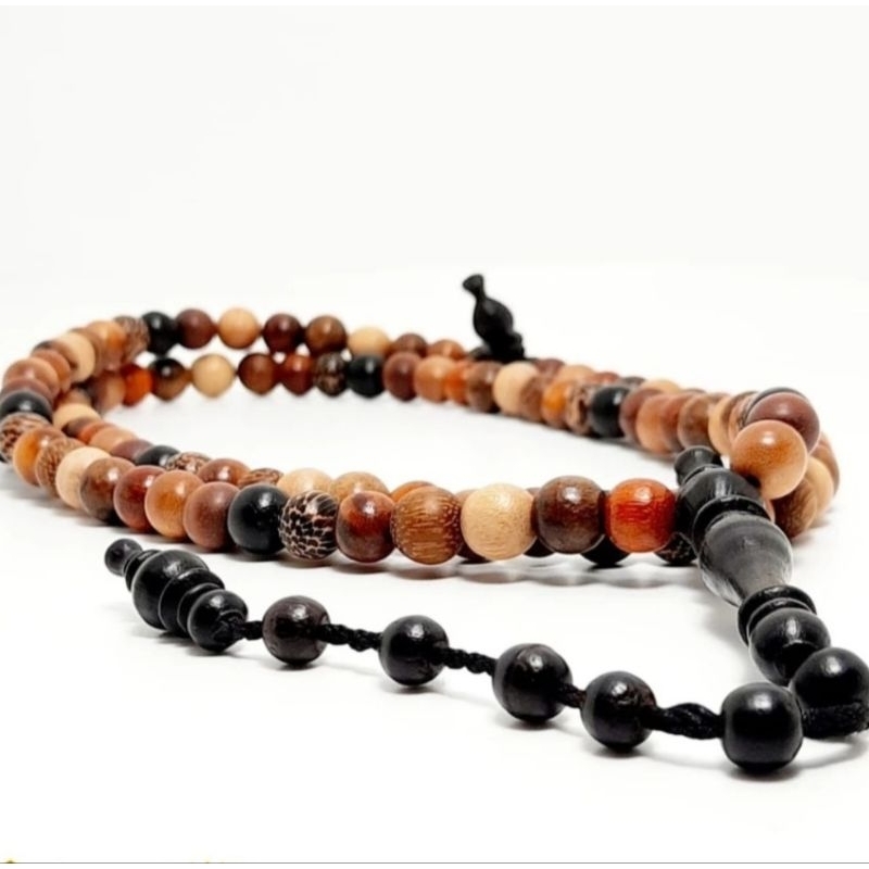 tasbih kombinasi 8 macam kayu tasbih gaharu tasbih stigi tasbih kelor hitam tasbih liwung