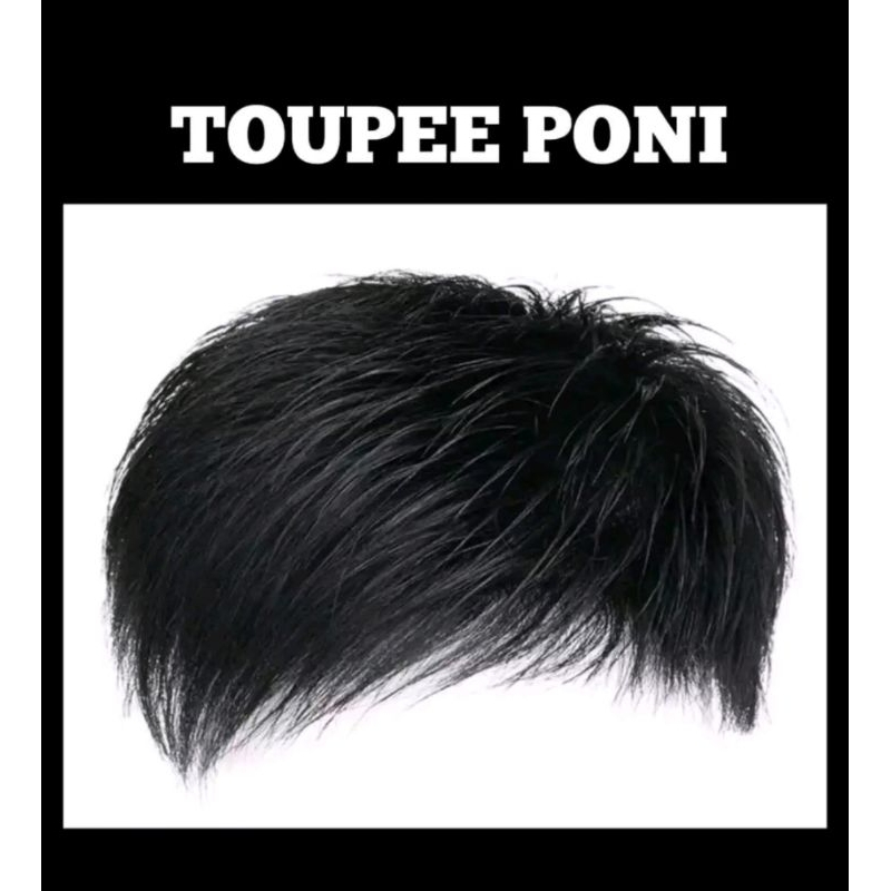 TOUPEE PREMIUM PENUTUP BOTAK PRIA WARNA HITAM NATURAL WIG PENDEK PENUTUP BOTAK PRIA