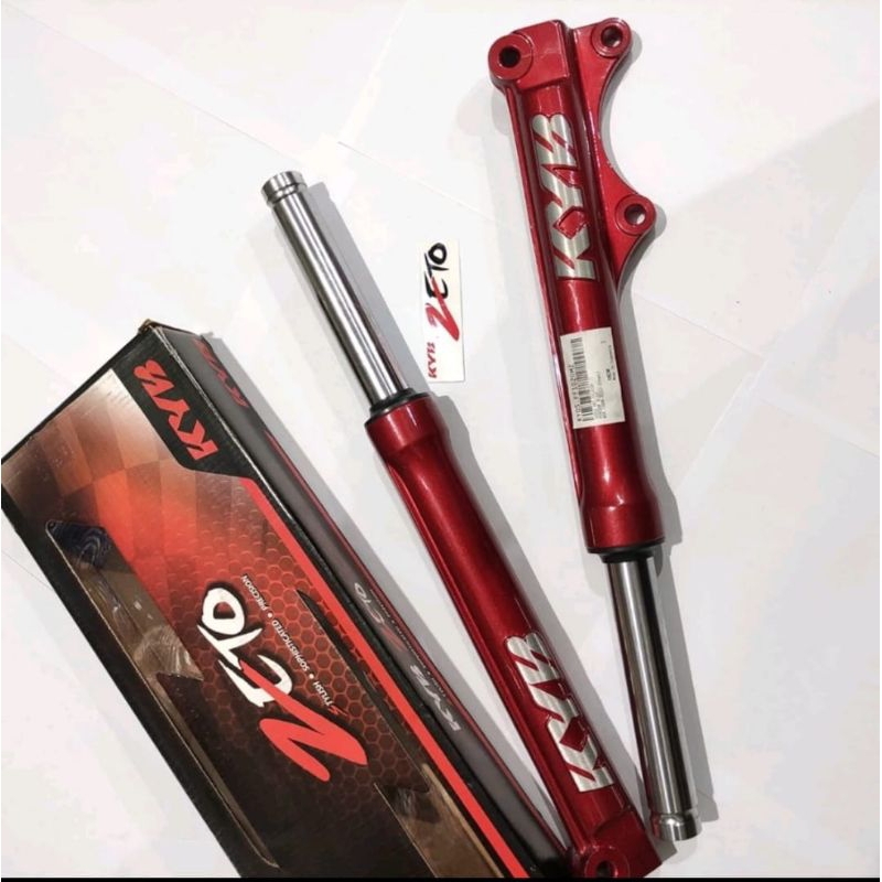 SHOCK DEPAN KYB ZETO JUPITER Z/FIZ R WARNA MERAH ORIGINAL KYB ZETO ASTRA OTOPARTS