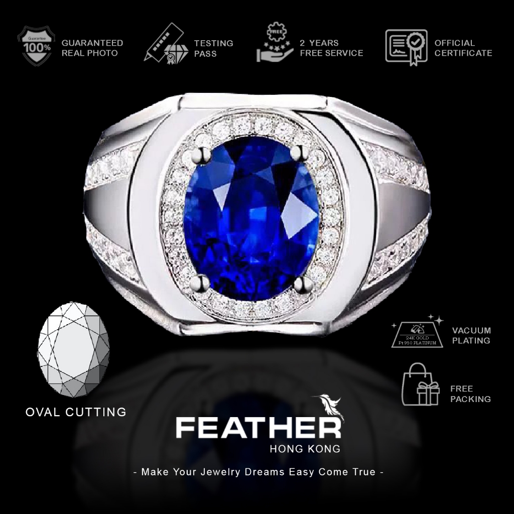 FEATHER HONGKONG - Cincin Cowok Pria Couple Wanita Keabadian Lapisan Platinum Jewelry Laki-Laki Impo