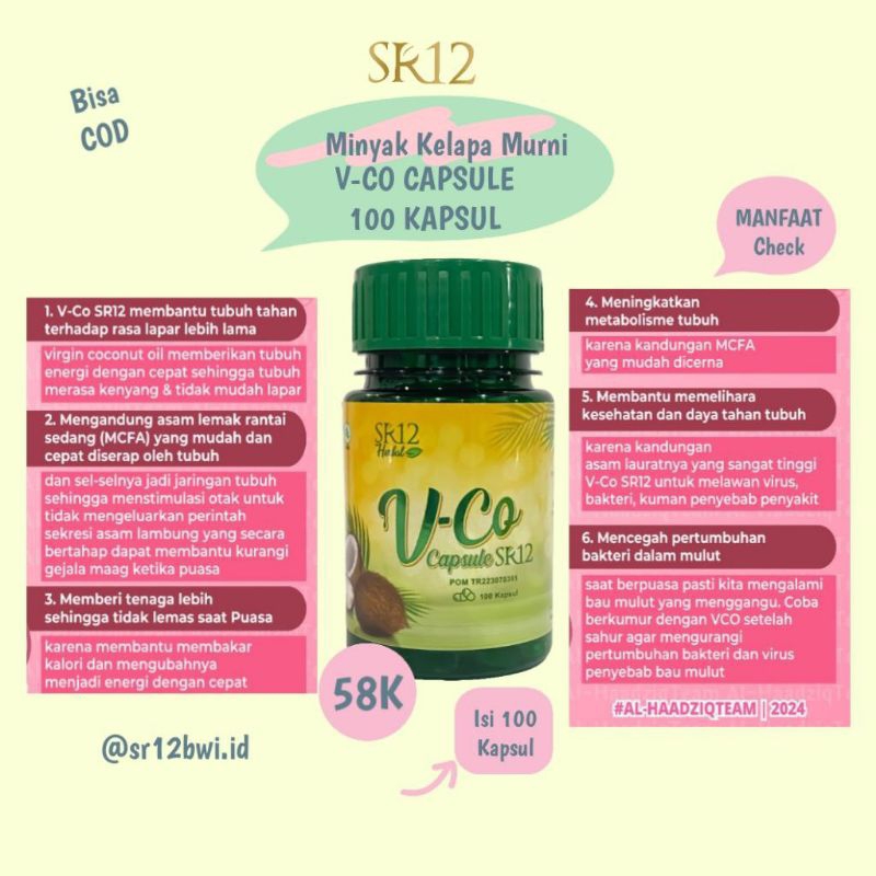 VCO Minyak Kelapa Murni 100 Kapsul V-Co SR12