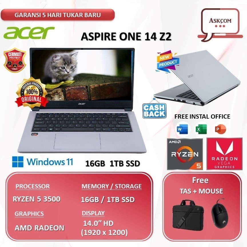 Laptop Acer Aspire One Z14 RYZEN 5 3500 16GB 1TB SSD W11 14.0