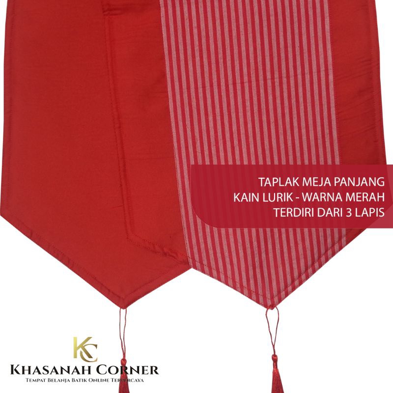 Taplak Meja Panjang 190x27 cm Runner Table Cloth Cover Persegi Kain Batik Lurik Tenun Katun Warna Me