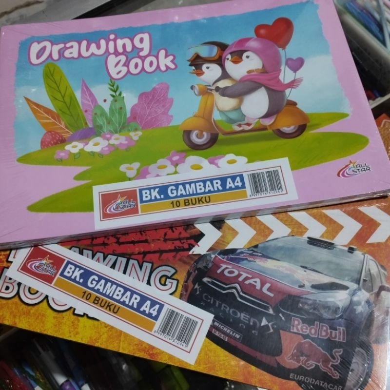 

BUKU GAMBAR A4 MERK ALL STAR / DRAWING BOOK A4 / 1PACK ISI 10 BUKU