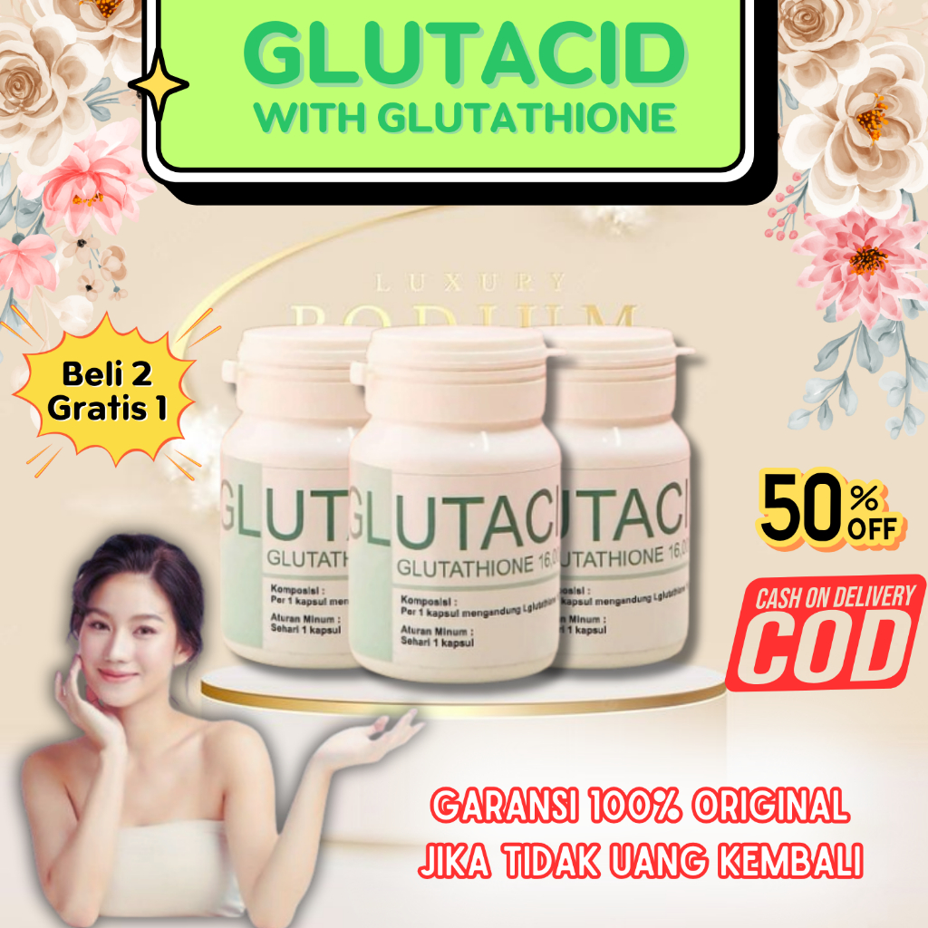 [BISA COD] GLUTACID Whitening 16 000 mg Original 100% Ori Pemutih Badan Permanen