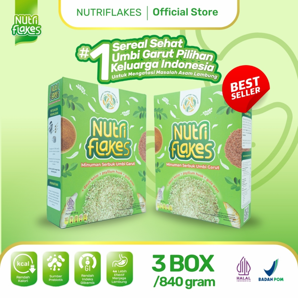 

Nutriflakes Sereal Umbi Garut Asam Lambung Original 3 Box