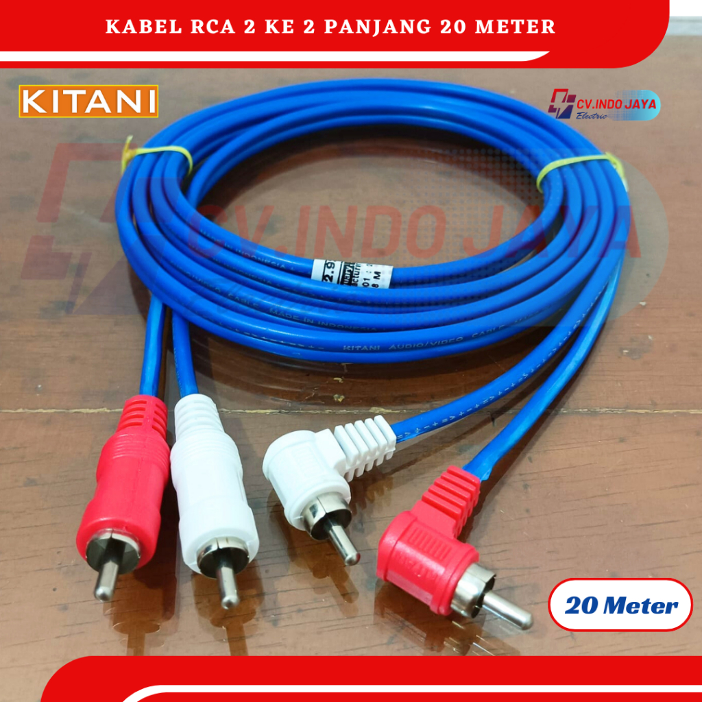 Kabel Jack Rca 2-2/2 Way Kitani Kabel Panjang 20 Meter kabel audio kabel rca kabel rca audio mobil